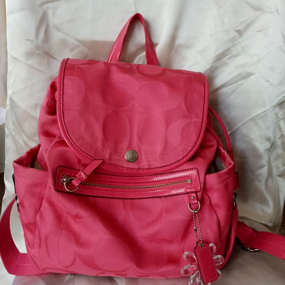 Coach Kyra Signature Backpack In Hibiscus Gem